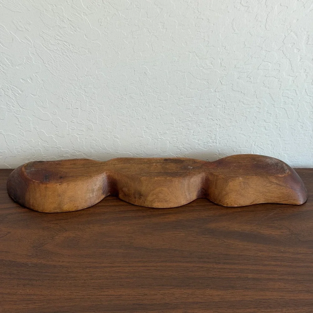 Vintage Monkey Pod Wood Tray Brown Handcrafted MCM Scandi‎ Home Decor